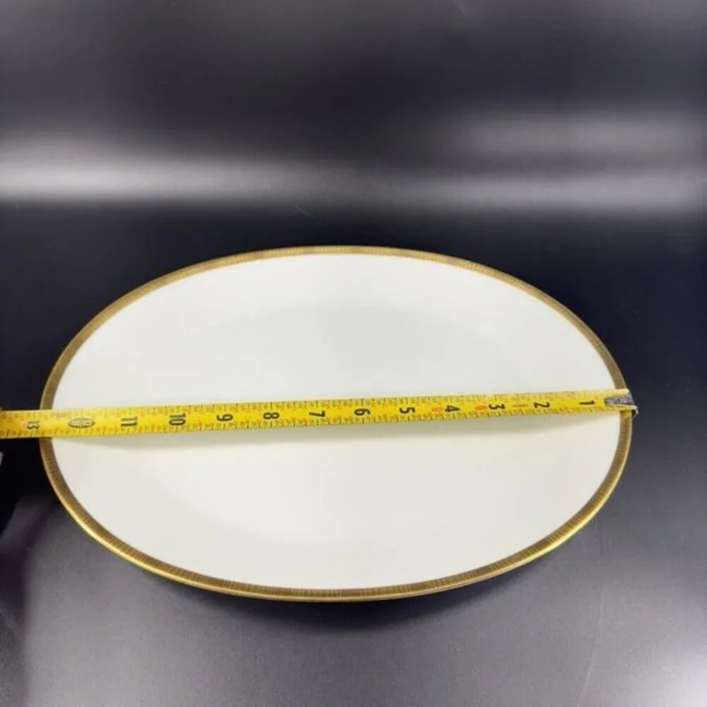 Rosenthal Germany 3680 White Gold BandBlack Lines Oval Serving Tray Platter 13in